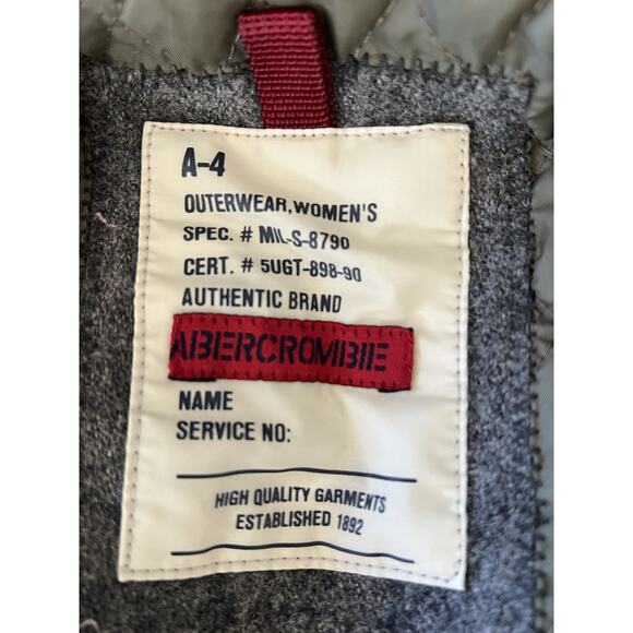 Vintage Abercrombie & Fitch Coat Womens Small Quilted Lined Military Y2K Utility - Picture 6 of 16